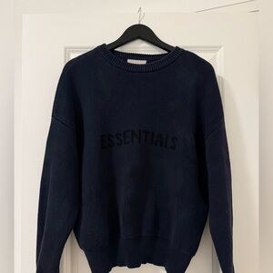 Fear of God, essentials, navy crewneck knit sweater